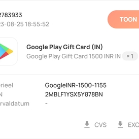 Google Gift Card India 1500 INR