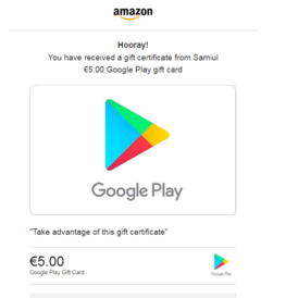 Chèque-cadeau Google Play de 5,00 €