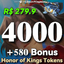 Honor of Kings 4000 Tokens top up via UID