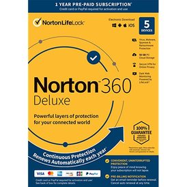 Norton 360 Deluxe | 5 Devices | 1 Year