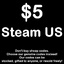 $5 Steam Wallet Gift Card US / USA Region