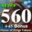 Honor of Kings 560 Tokens top up via UID