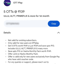 5 OTTS at @109, (ULLU, ALTT, PRIMEFLIX & 2 mo