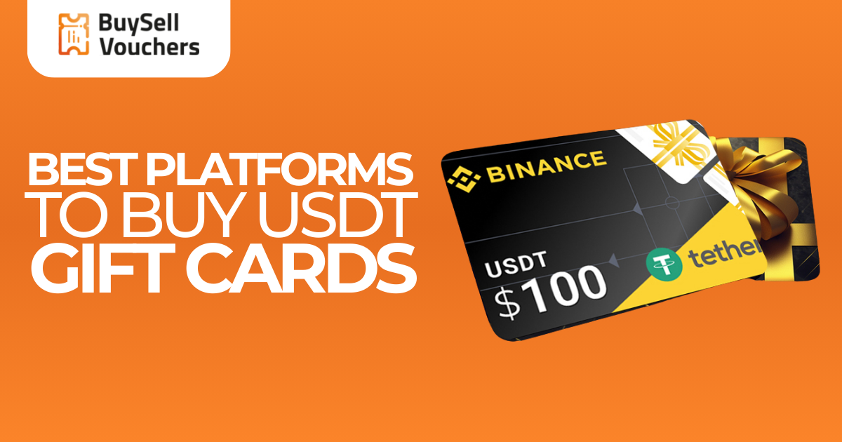 Баннер BuySellVouchers с подарочной картой Binance USDT на 100 долларов на оранжевом фоне.