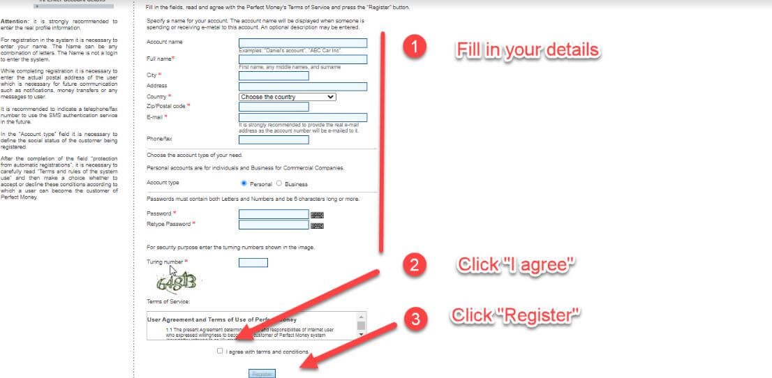 Perfect Money registration