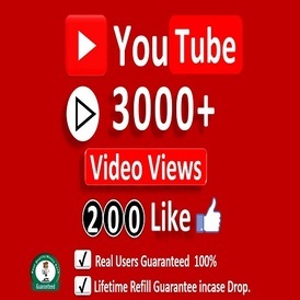 Youtube Video Promotion 3K Views + 200 Like
