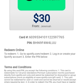 Spotify Gift card USA 30 USD