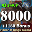 Honor of Kings 8000 Tokens top up via UID