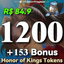 Honor of Kings 1200 Tokens top up via UID
