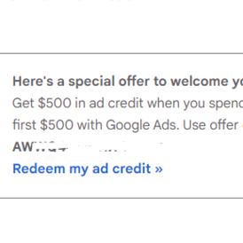 New 500usd Google Ads Credit