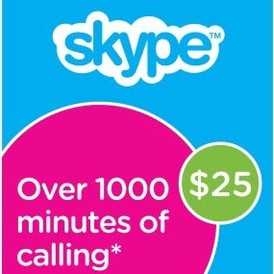 Skype Prepaid Gift Card 25$ USD GLOBAL