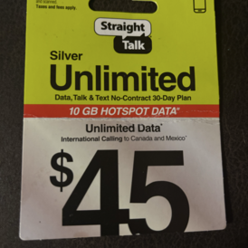 Straight talk silver unlimited 45 USD