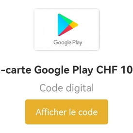 Carte cadeau Google play 100 CHF