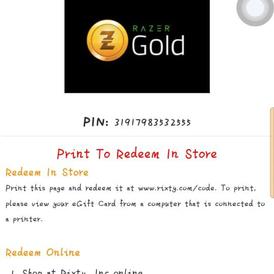 Razer gold ecode gift card USA 100 USD