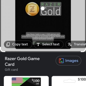Razor gold gift card 10 USD