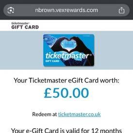 50 £ Ticketmaster e-giftcard