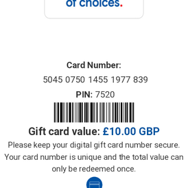 TESCO e-gift card 10 GBP